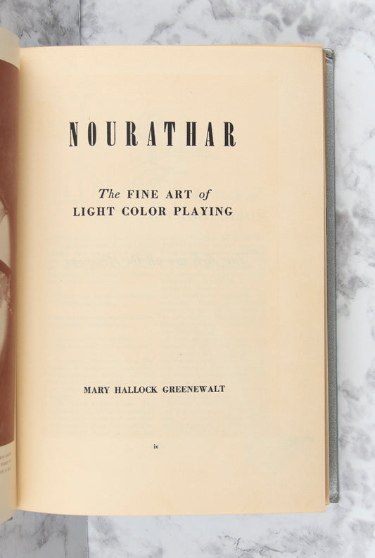 (PERFORMANCE ART). (WOMEN INVENTORS). GREENEWALT, Mary Hallock. Nourathar: The Fine Art of Color Light Playing.