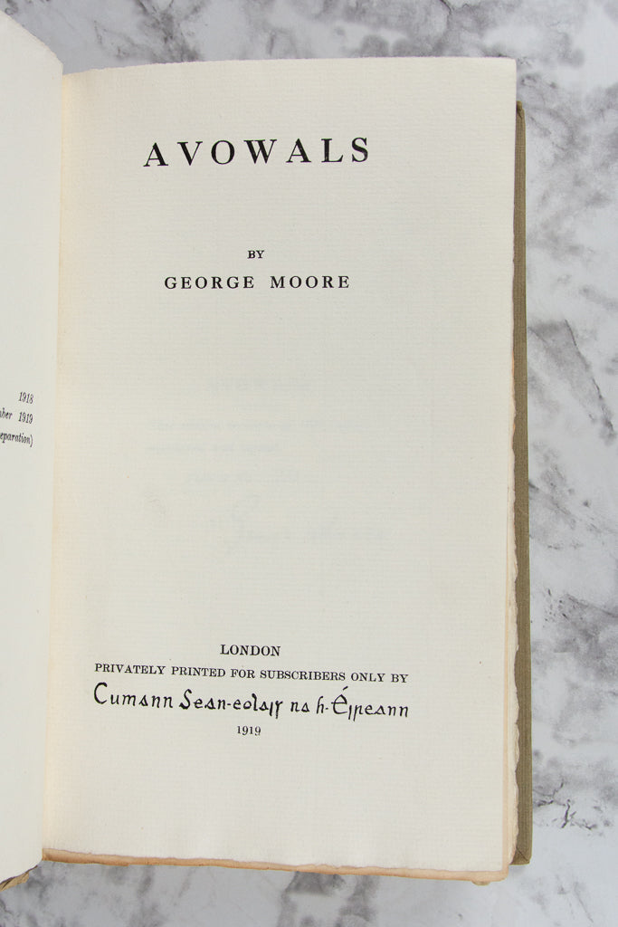 (LITERATURE). MOORE, George. Avowals.