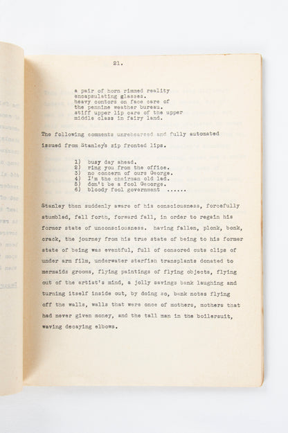 (EXPERIMENTAL FICTION). NATIONS, OPAL L. Mimeographed typescript for "Extracts from Stanley and Tie-Tars: Le roman absurde and how to destroy it."