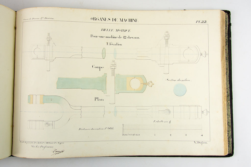 (ORIGINAL ART). (TECHNICAL DRAWING). DUFAUX, Victor. Album of original drawings by a student of the École Imperiale d’Arts et Métiers