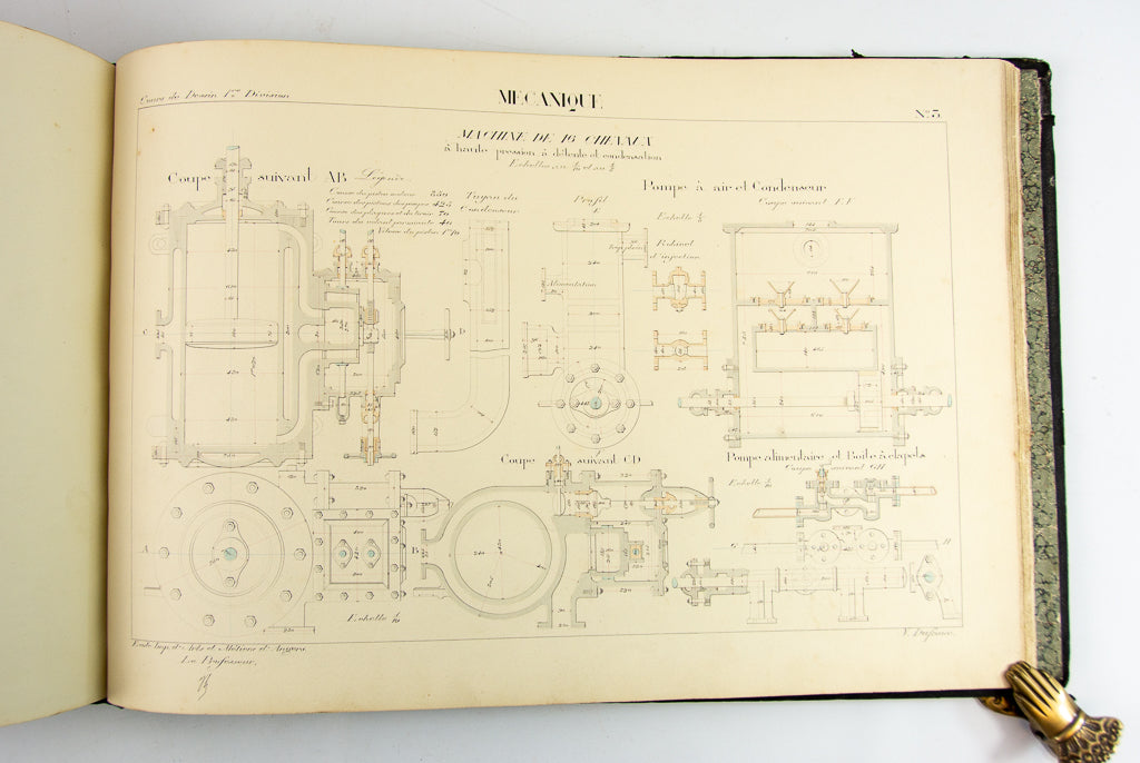 (ORIGINAL ART). (TECHNICAL DRAWING). DUFAUX, Victor. Album of original drawings by a student of the École Imperiale d’Arts et Métiers