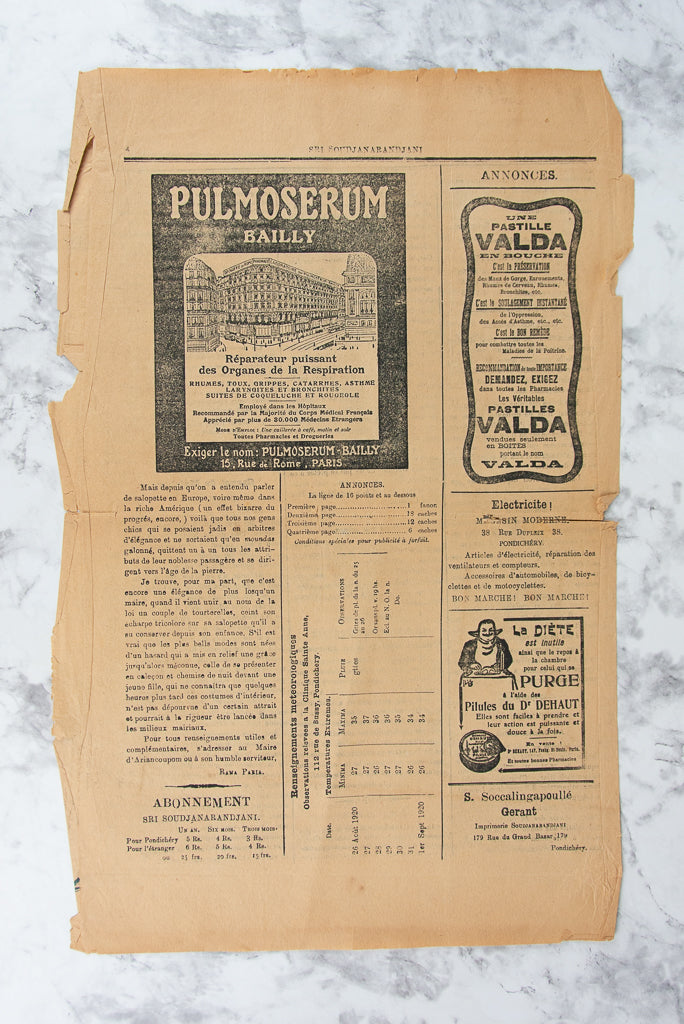 (NEWSPAPERS - INDIA). MARIADASSOU, Paramananda (Director). Four issues of the journal "Sri Soudjanarandjani."