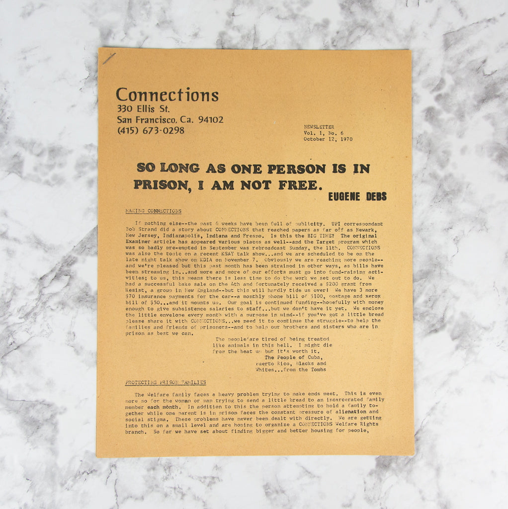 (PRISONS). (SOCIAL JUSTICE). Connections Newsletter. Vol 1, No. 6.