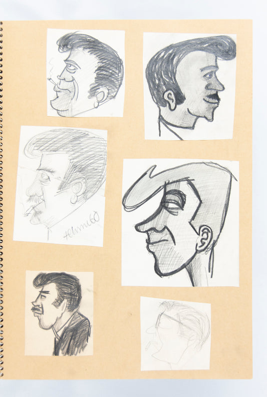(OUTSIDER ART). (CARICATURES). "HELMU." [Sketchbook containing caricatures of political figures and others.]