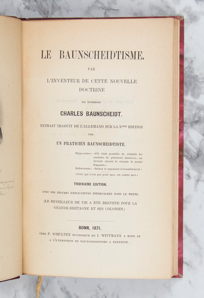 (QUACKERY). BAUNSCHEIDT, Carl. Le Baunscheidtisme.