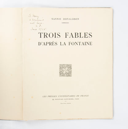(LA FONTAINE). DONALDSON, Nannie. Trois Fables d'Après La Fontaine.