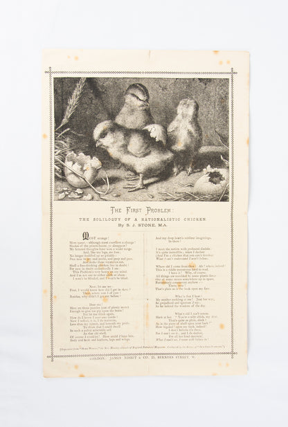 STONE, S. J. The First Problem: The Soliloquy of A Rationalistic Chicken.