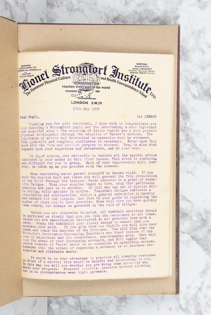 (BODY BUILDING). (ARCHIVE). STRONGFORT, Lionel. An archive of material related to the Lionel Strongfort Institute Correspondence School.