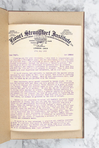 (BODY BUILDING). (ARCHIVE). STRONGFORT, Lionel. An archive of material related to the Lionel Strongfort Institute Correspondence School.