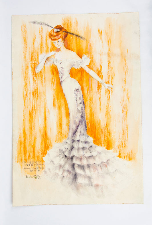 (COSTUME DESIGN). (ORIGINAL ART). CHITTARO, Linda. [Original costume design for Antonietta Stella in "Fedora."]