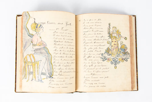 (OUTSIDER ART). (MANUSCRIPT). Souvenir de la Classe 1909. [Notebook of songs and illustrations by a soldier].