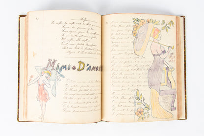 (OUTSIDER ART). (MANUSCRIPT). Souvenir de la Classe 1909. [Notebook of songs and illustrations by a soldier].