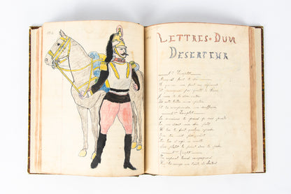 (OUTSIDER ART). (MANUSCRIPT). Souvenir de la Classe 1909. [Notebook of songs and illustrations by a soldier].