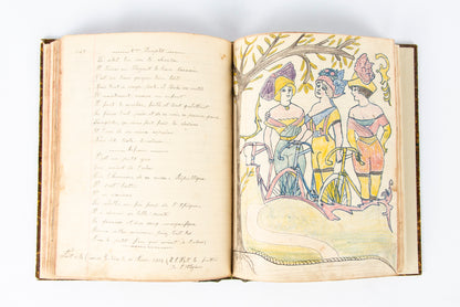 (OUTSIDER ART). (MANUSCRIPT). Souvenir de la Classe 1909. [Notebook of songs and illustrations by a soldier].