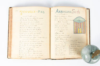 (OUTSIDER ART). (MANUSCRIPT). Souvenir de la Classe 1909. [Notebook of songs and illustrations by a soldier].