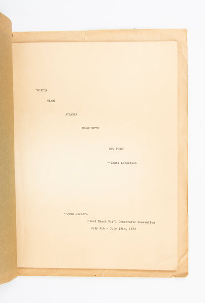 (POETRY). (LGBTQ+). WIENERS, John. We Were There! A Gay Presence at the Democratic Convention. [Playboy].