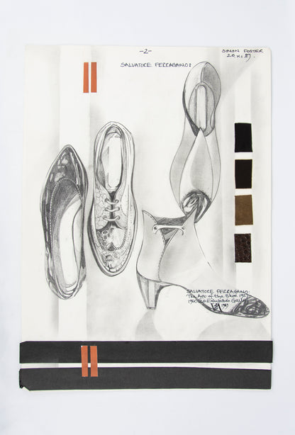 (FASHION DESIGN). (ORIGINAL ILLUSTRATIONS). FOSTER, Simon. [16 original illustrations of suits and shoes].