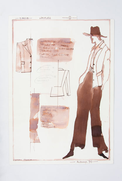 (FASHION DESIGN). (ORIGINAL ILLUSTRATIONS). FOSTER, Simon. [16 original illustrations of suits and shoes].