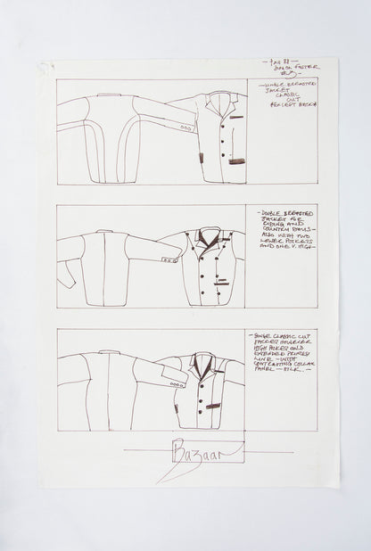 (FASHION DESIGN). (ORIGINAL ILLUSTRATIONS). FOSTER, Simon. [16 original illustrations of suits and shoes].