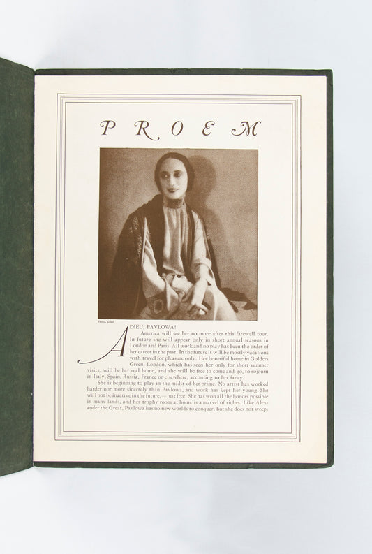 (PERFORMANCE ART). (PAVLOVA, Anna). [Program and ephemera related to Anna Pavlova's farewell tour in the United States].