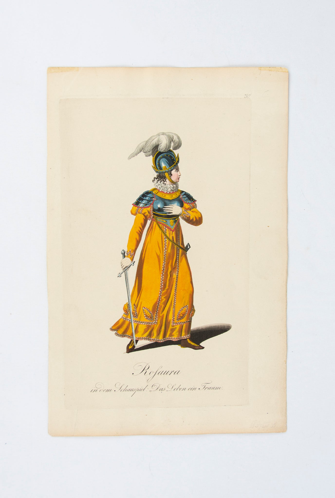 (COSTUME). (HAND-PAINTED PRINT).   Rosaura in dem Schauspiel: Das Leben ein Traum.