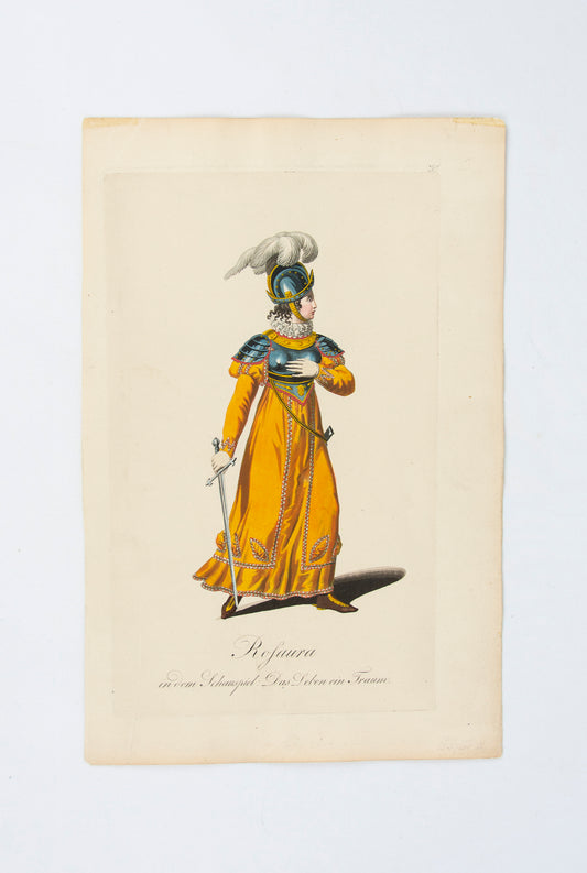 (COSTUME). (HAND-PAINTED PRINT).   Rosaura in dem Schauspiel: Das Leben ein Traum.